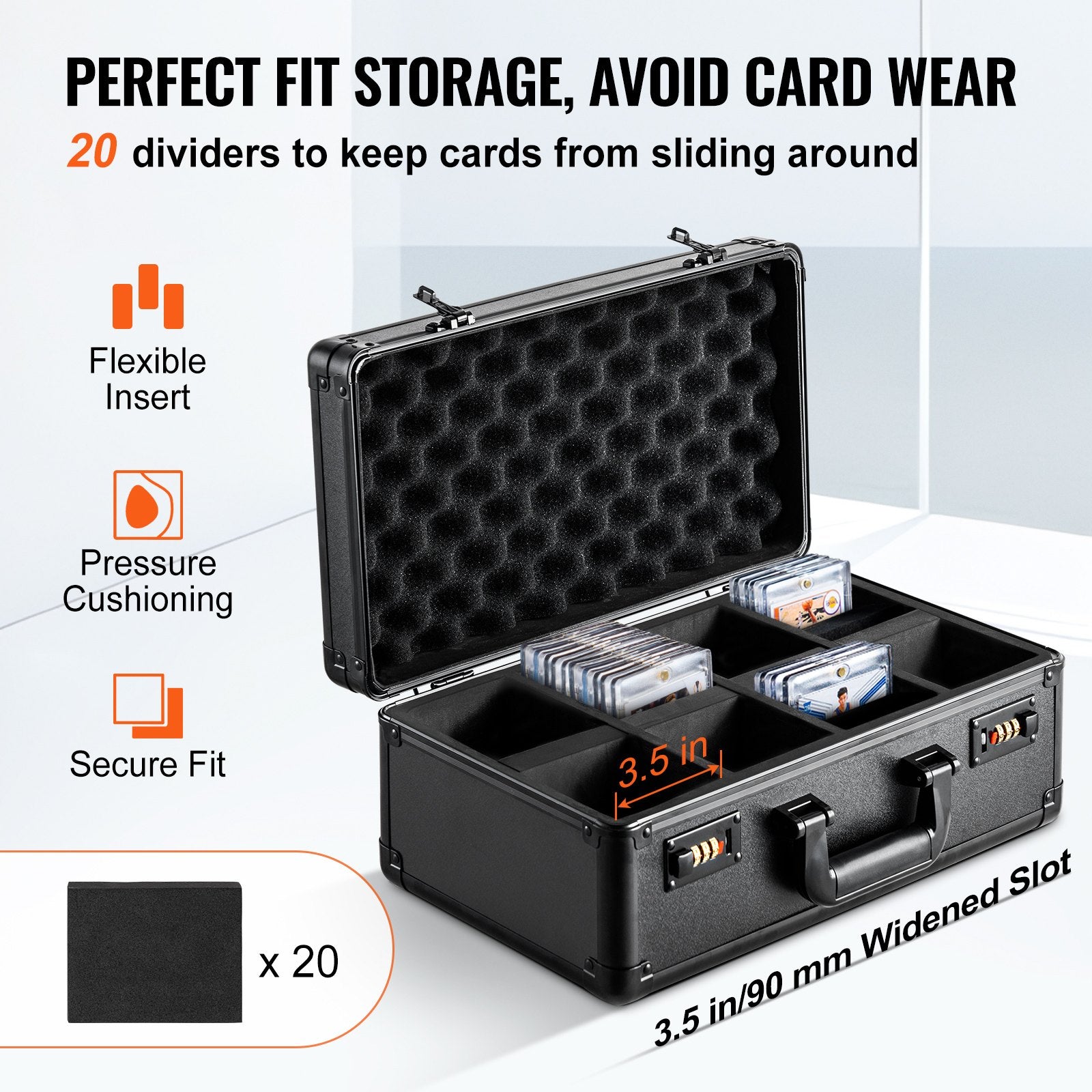 Graded Card Storage Box, 4 Slots, Graded Sports Cards Holder Carrying Case with Coded Lock Foam Dividers, for V952-FJKSNHMMS1208A6WJV0