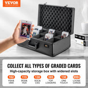 Graded Card Storage Box, 5 Slots, Graded Sports Cards Holder Carrying Case with Coded Lock Foam Dividers, for V952-FJKSNHMMS162LU13NV0