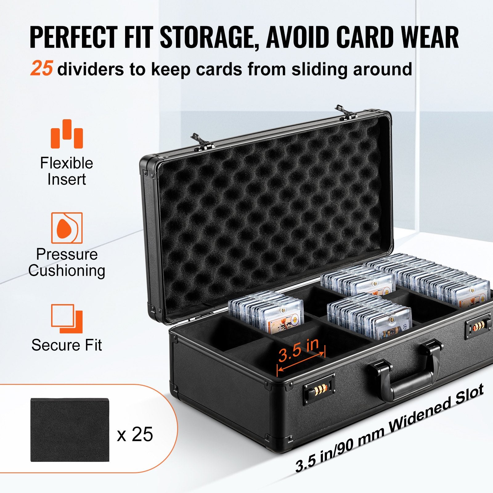 Graded Card Storage Box, 5 Slots, Graded Sports Cards Holder Carrying Case with Coded Lock Foam Dividers, for V952-FJKSNHMMS162LU13NV0