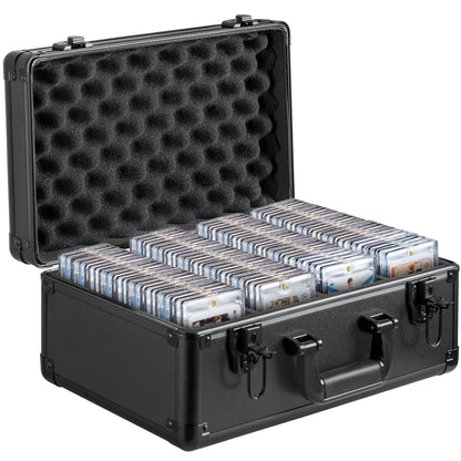Graded Card Storage Box, 4 Slots, Graded Sports Cards Holder Carrying Case with Key Lock Foam Dividers, for V952-FJKSNHYCSKK1V3VTKV0