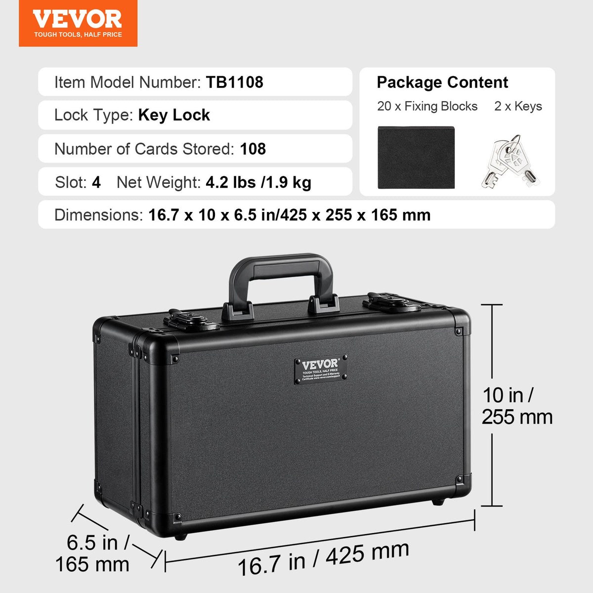 Graded Card Storage Box, 4 Slots, Graded Sports Cards Holder Carrying Case with Key Lock Foam Dividers, for V952-FJKSNHYCSKK1V3VTKV0