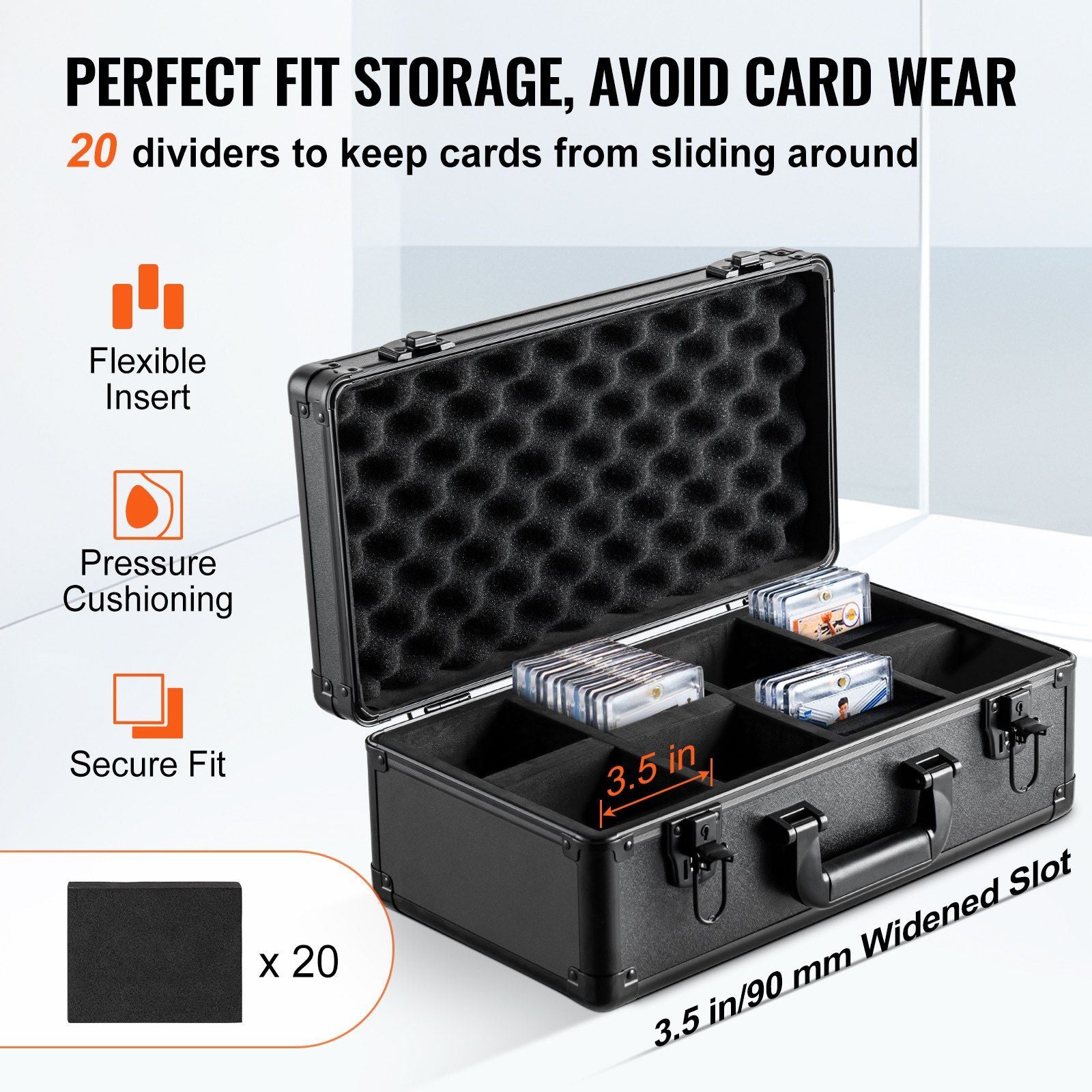 Graded Card Storage Box, 4 Slots, Graded Sports Cards Holder Carrying Case with Key Lock Foam Dividers, for V952-FJKSNHYCSKK9N54I7V0