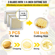 Replacement Chopper Blade, 1/4 inch, 3 PCS French Fry Blade Assembly with 6 Extra Knives, Stainless Steel V952-FKTHQC314INCHCUDXV0