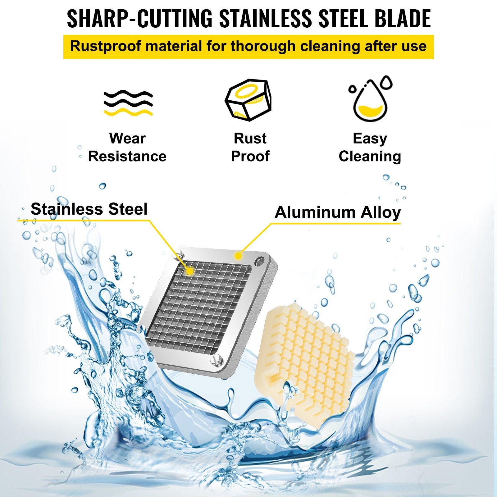 Replacement Chopper Blade, 1/4 inch, 3 PCS French Fry Blade Assembly with 6 Extra Knives, Stainless Steel V952-FKTHQC314INCHCUDXV0
