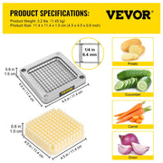 Replacement Chopper Blade, 1/4 inch, 3 PCS French Fry Blade Assembly with 6 Extra Knives, Stainless Steel V952-FKTHQC314INCHCUDXV0