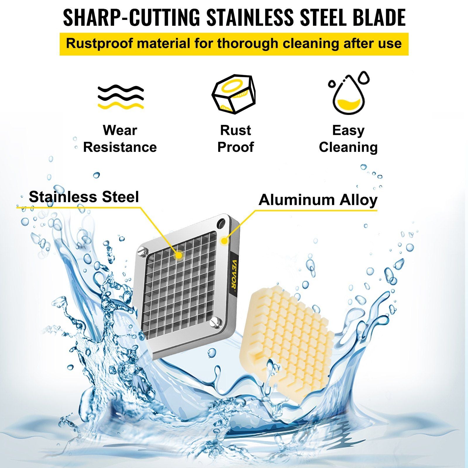 Replacement Chopper Blade, 3/8 inch, 3 PCS French Fry Blade Assembly with 6 Extra Knives, Stainless Steel V952-FKTHQC338INCH3QKXV0