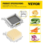 Replacement Chopper Blade, 3/8 inch, 3 PCS French Fry Blade Assembly with 6 Extra Knives, Stainless Steel V952-FKTHQC338INCH3QKXV0