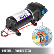 Water Pressure Diaphragm Pump, 12V FL-40 High Pressure Diaphragm Water Pump, 40PSI Automatic Self Priming V952-FL-40GMB12V000001V0