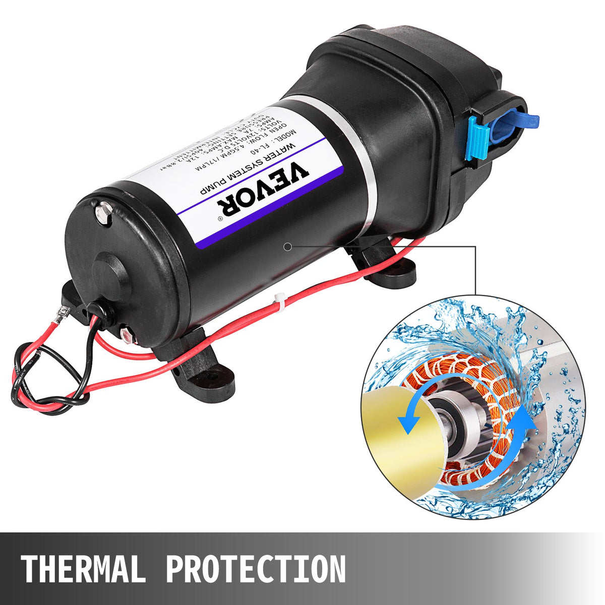 Water Pressure Diaphragm Pump, 12V FL-40 High Pressure Diaphragm Water Pump, 40PSI Automatic Self Priming V952-FL-40GMB12V000001V0