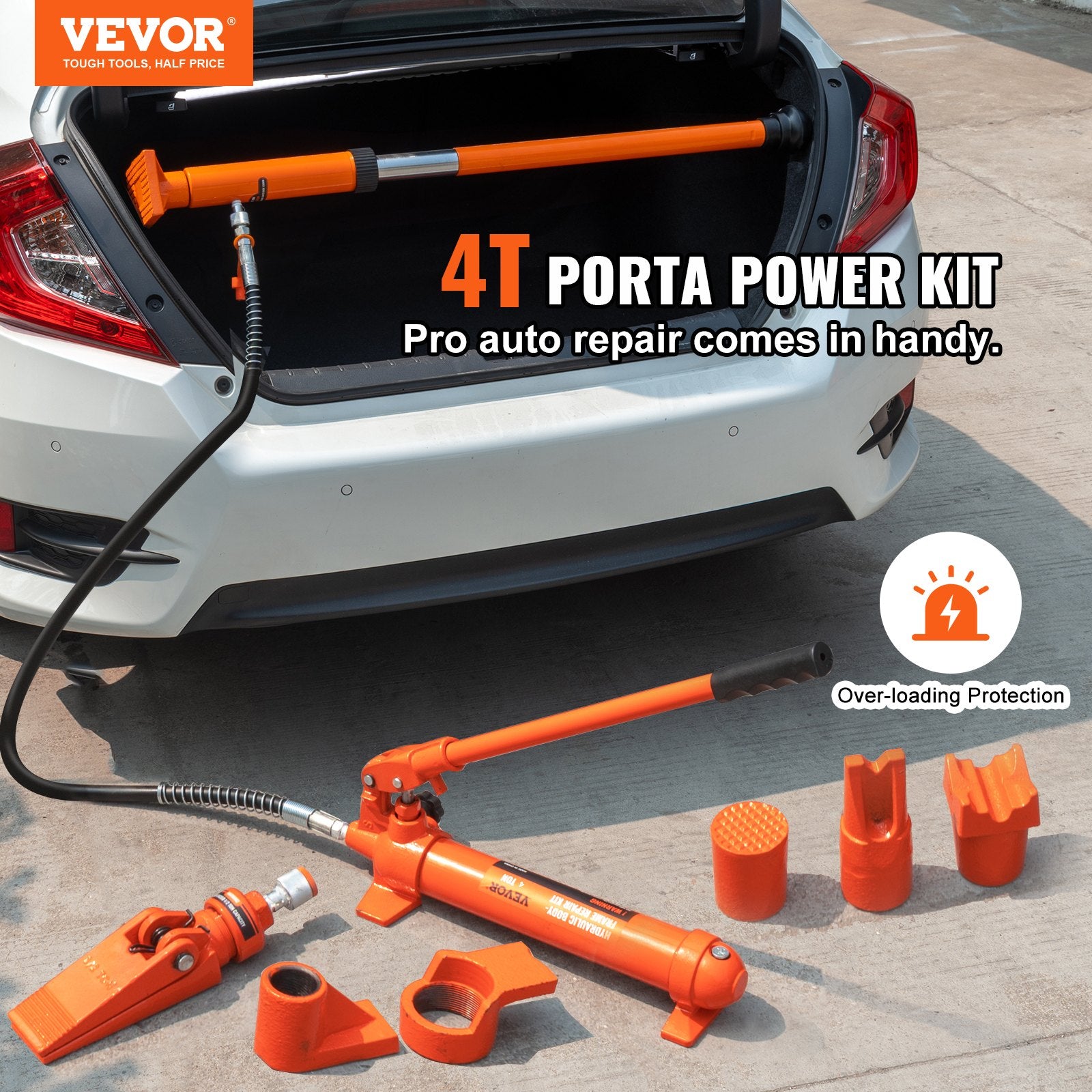 4 Ton Porta Power Kit, Portable Hydraulic Jack with 3.9 ft/1.2 m Oil Hose, Auto Body Frame Repair Kit with V952-FLDTJH4ABSTPUKFMBV0