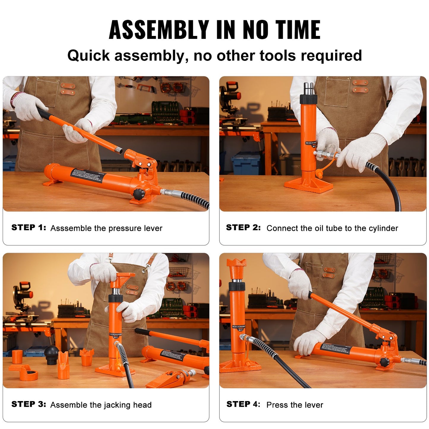4 Ton Porta Power Kit, Portable Hydraulic Jack with 3.9 ft/1.2 m Oil Hose, Auto Body Frame Repair Kit with V952-FLDTJH4ABSTPUKFMBV0
