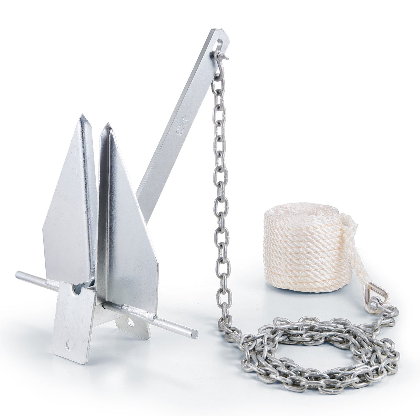 Fluke Anchor 8.5 LBS Galvanized Steel Boat Anchor Chain Rop Two Shackles V952-FLKMYJTDXG85OW4WUV0