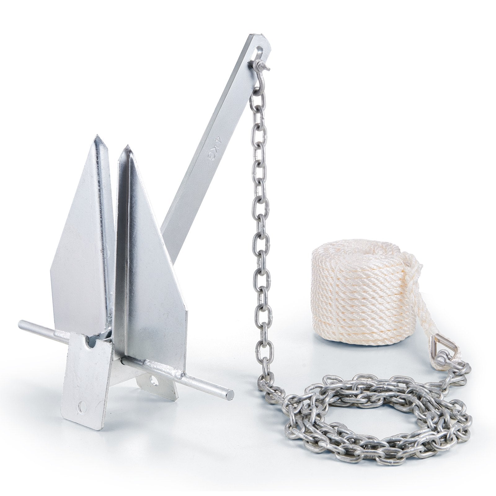 Fluke Anchor 8.5 LBS Galvanized Steel Boat Anchor Chain Rop Two Shackles V952-FLKMYJTDXG85OW4WUV0