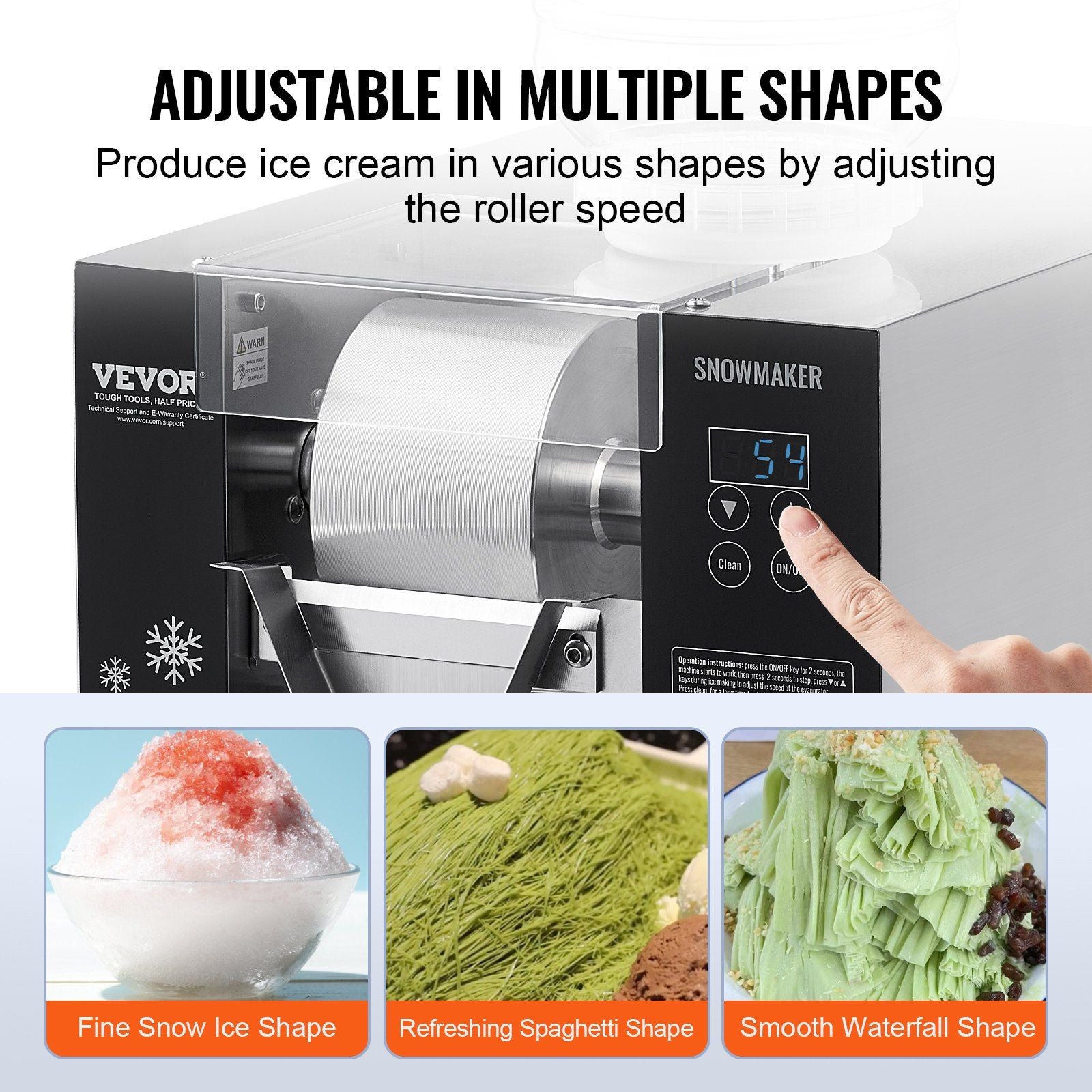 Commercial Snowflake Ice Machine, 176.4LBS/24H Snowflake Ice Maker, Stainless Steel Ice Shaver Machine, V952-FLXNBJFLLEDPEG7B6V3