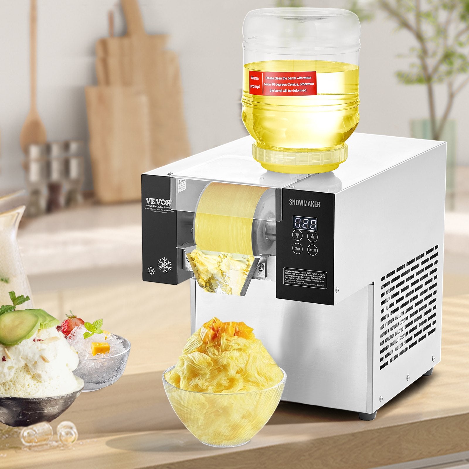 Commercial Snowflake Ice Machine, 276LBS/24H Snowflake Ice Maker, Stainless Steel Ice Shaver Machine, V952-FLXNBJFLLEDPOLJG2V3