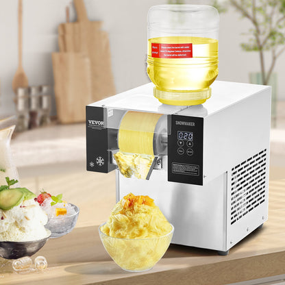 Commercial Snowflake Ice Machine, 276LBS/24H Snowflake Ice Maker, Stainless Steel Ice Shaver Machine, V952-FLXNBJFLLEDPOLJG2V3