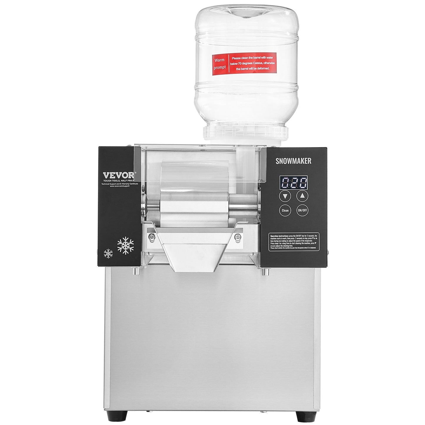 Commercial Snowflake Ice Machine, 276LBS/24H Snowflake Ice Maker, Stainless Steel Ice Shaver Machine, V952-FLXNBJFLLEDPOLJG2V3
