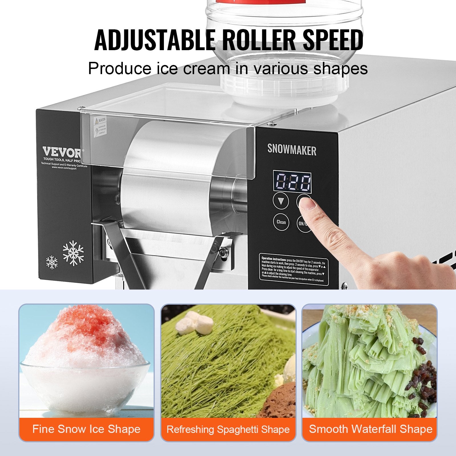 Commercial Snowflake Ice Machine, 375LBS/24H Snowflake Ice Maker, Stainless Steel Ice Shaver Machine, V952-FLXNBJFLLEDPXZ9CHV3