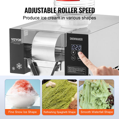 Commercial Snowflake Ice Machine, 375LBS/24H Snowflake Ice Maker, Stainless Steel Ice Shaver Machine, V952-FLXNBJFLLEDPXZ9CHV3