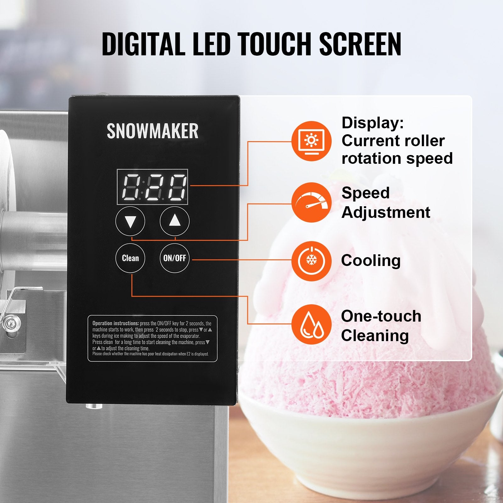 Commercial Snowflake Ice Machine, 375LBS/24H Snowflake Ice Maker, Stainless Steel Ice Shaver Machine, V952-FLXNBJFLLEDPXZ9CHV3