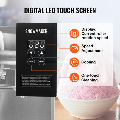 Commercial Snowflake Ice Machine, 375LBS/24H Snowflake Ice Maker, Stainless Steel Ice Shaver Machine, V952-FLXNBJFLLEDPXZ9CHV3