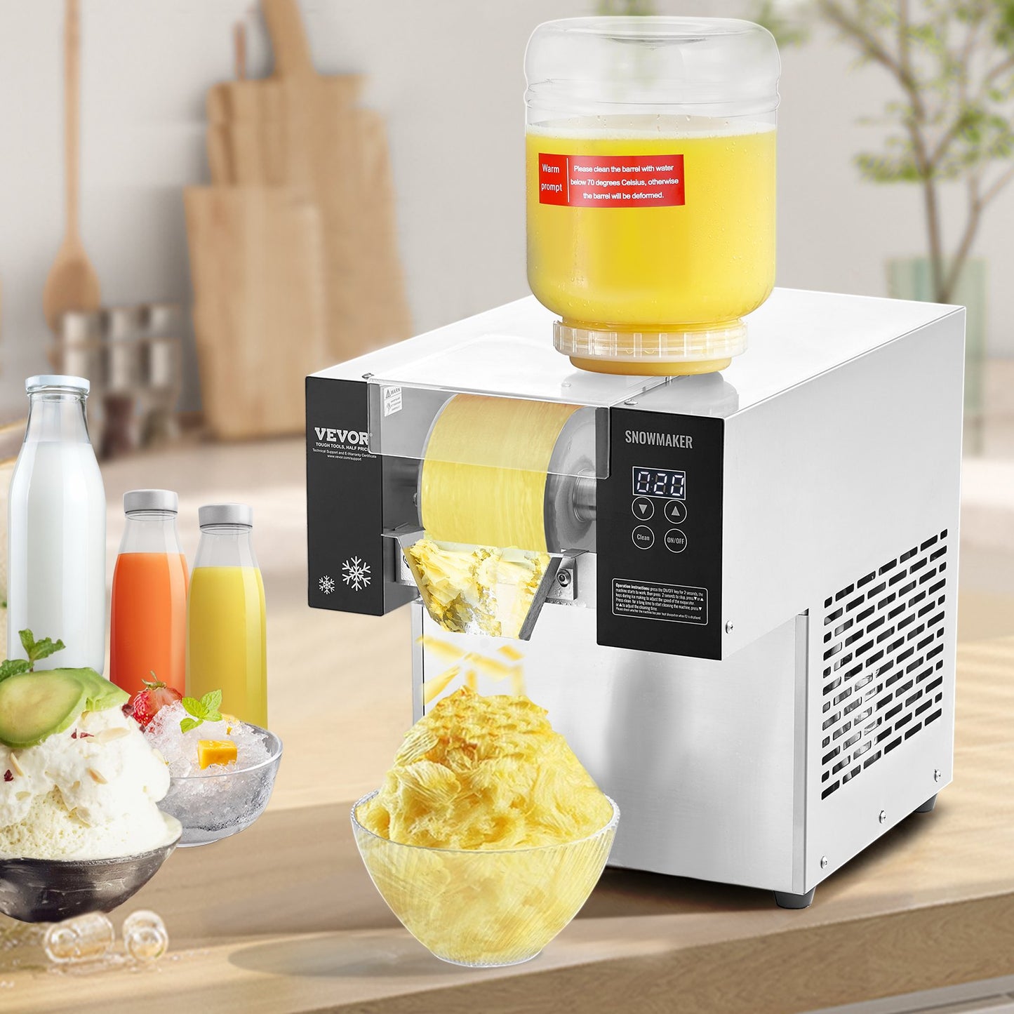 Commercial Snowflake Ice Machine, 375LBS/24H Snowflake Ice Maker, Stainless Steel Ice Shaver Machine, V952-FLXNBJFLLEDPXZ9CHV3