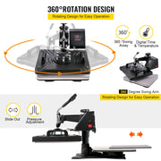 5 In1 12" X 15" (30 X 38cm) Heat Transfer Press + 28 Inch Vinyl Cutter Machine Kit Software V952-FM1151+KZJ-720001V3