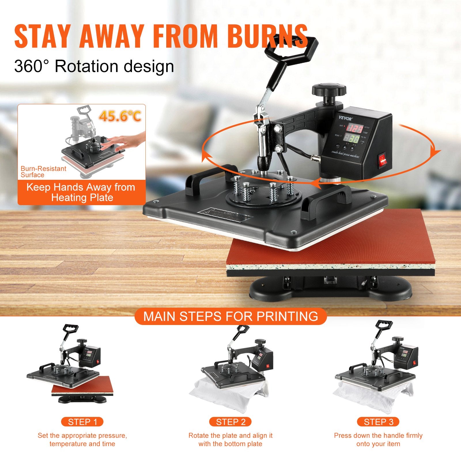 1400W Heat Press Machine 8 In 1 Sublimation Steel Frame Heat Presses with Temperature And Time Control V952-FM1181DGNTHJ00001V3