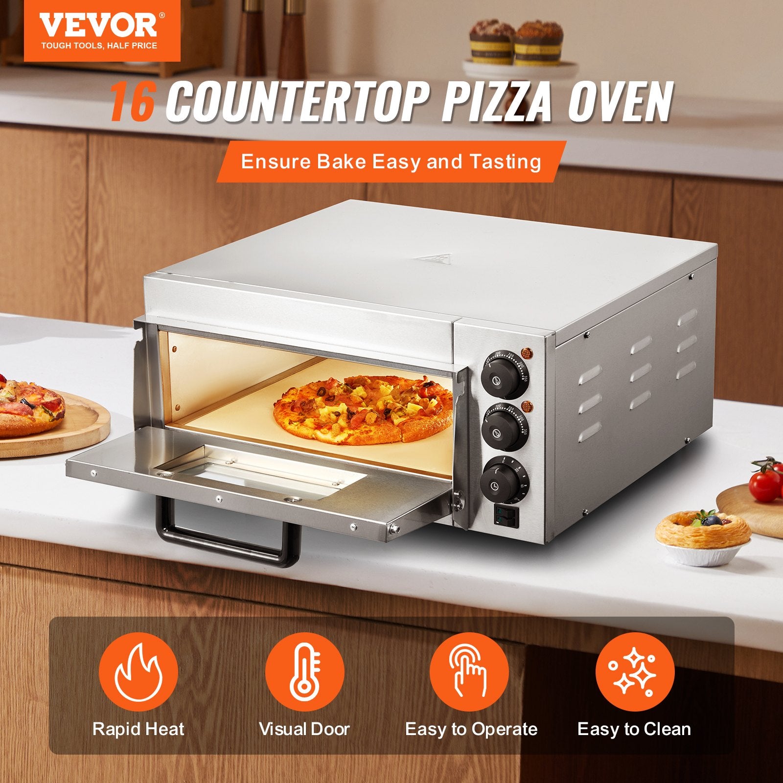 Commercial Countertop Pizza Oven Electric Pizza Oven for 16" Pizza Indoor V952-FMDRPSLDCSXNPGHLVV3