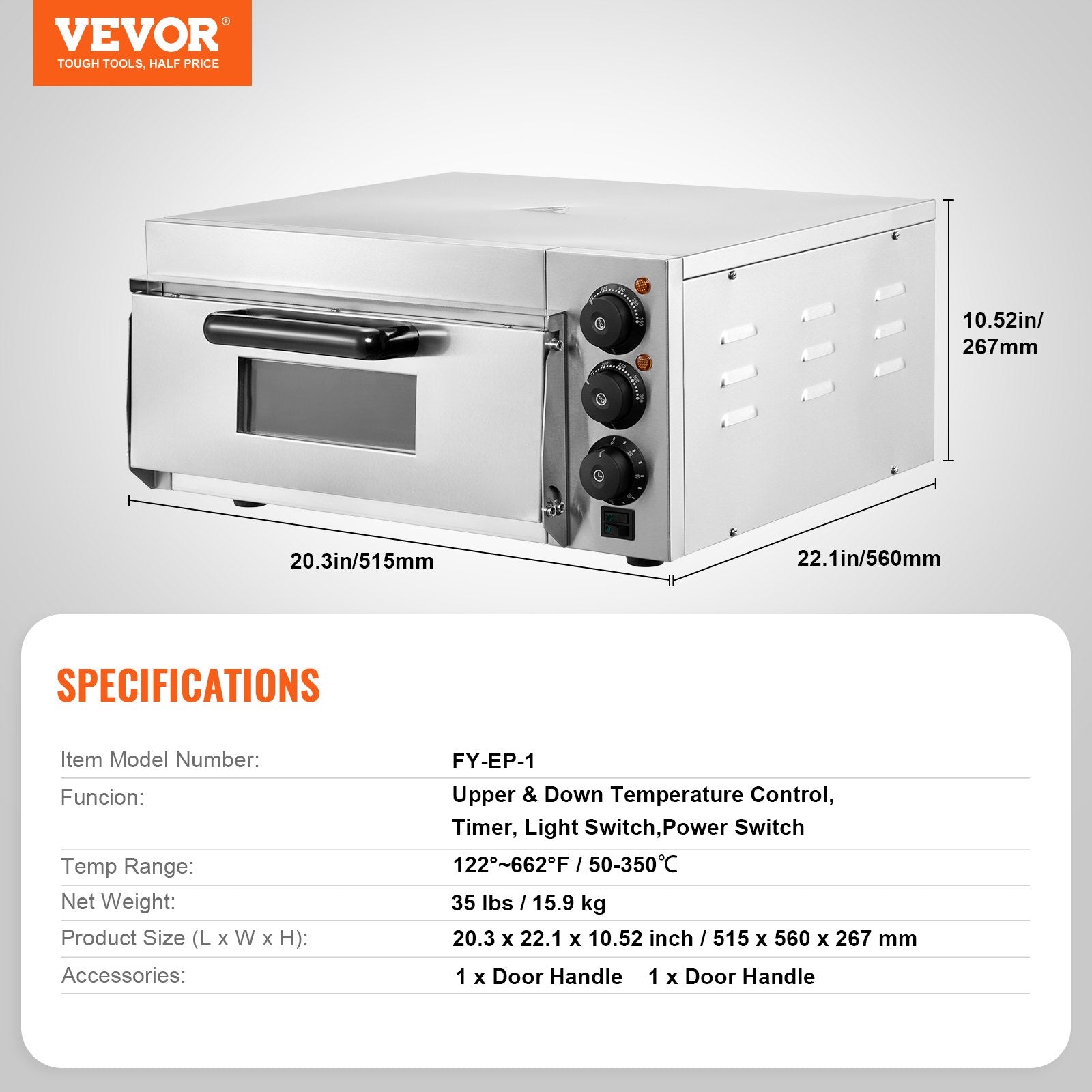 Commercial Countertop Pizza Oven Electric Pizza Oven for 16" Pizza Indoor V952-FMDRPSLDCSXNPGHLVV3