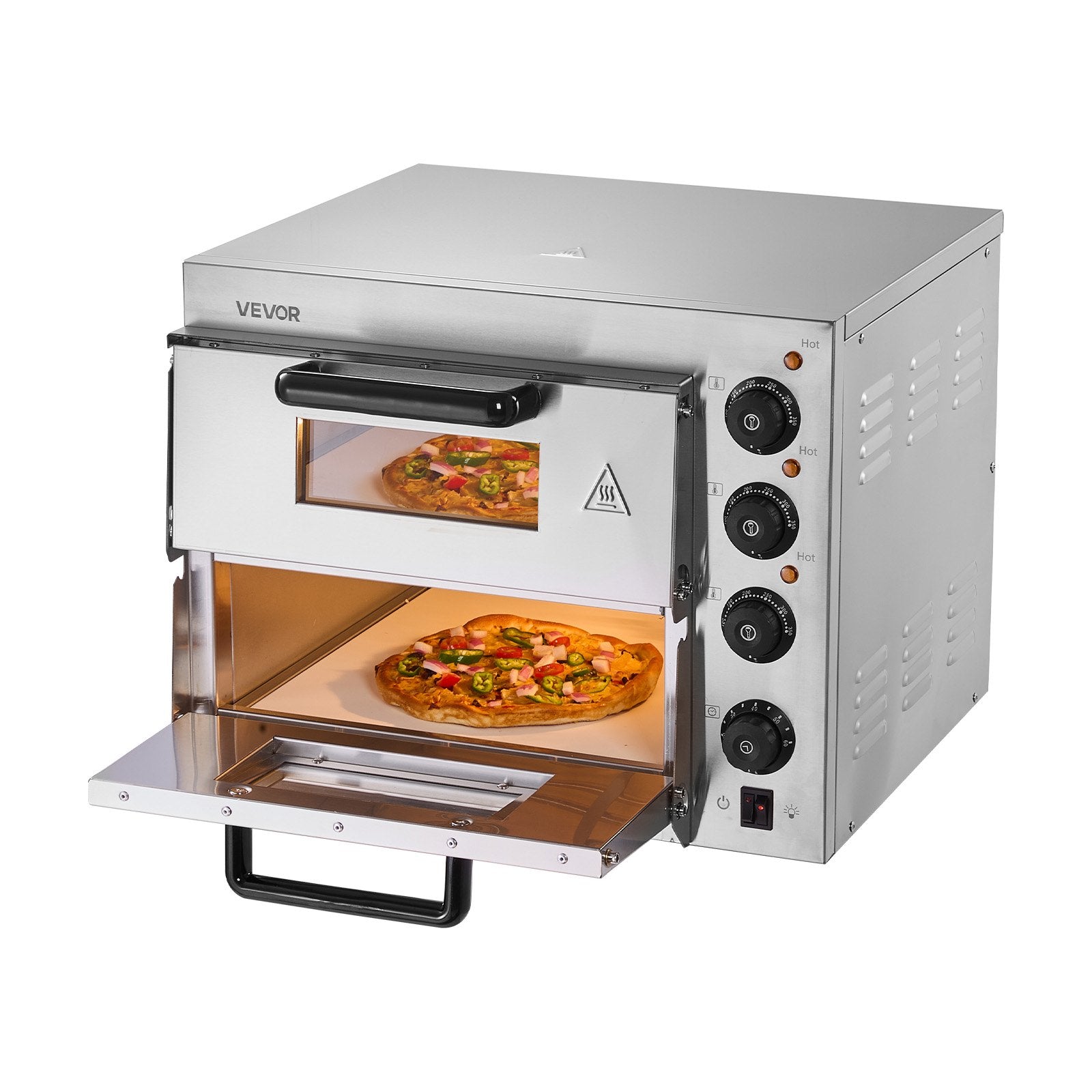 Commercial Pizza Oven Countertop, 14-Inch Double Deck Layer, Stainless Steel Electric Pizza Oven with Stone V952-FMDRPSLSCSXNVZD4XV3