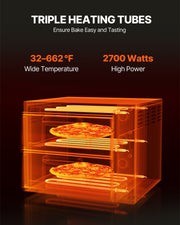 Commercial Pizza Oven Countertop, 14-Inch Double Deck Layer, Stainless Steel Electric Pizza Oven with Stone V952-FMDRPSLSCSXNVZD4XV3