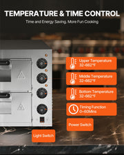 Commercial Pizza Oven Countertop, 14-Inch Double Deck Layer, Stainless Steel Electric Pizza Oven with Stone V952-FMDRPSLSCSXNVZD4XV3