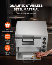 Commercial Pizza Oven Countertop, 14-Inch Double Deck Layer, Stainless Steel Electric Pizza Oven with Stone V952-FMDRPSLSCSXNVZD4XV3