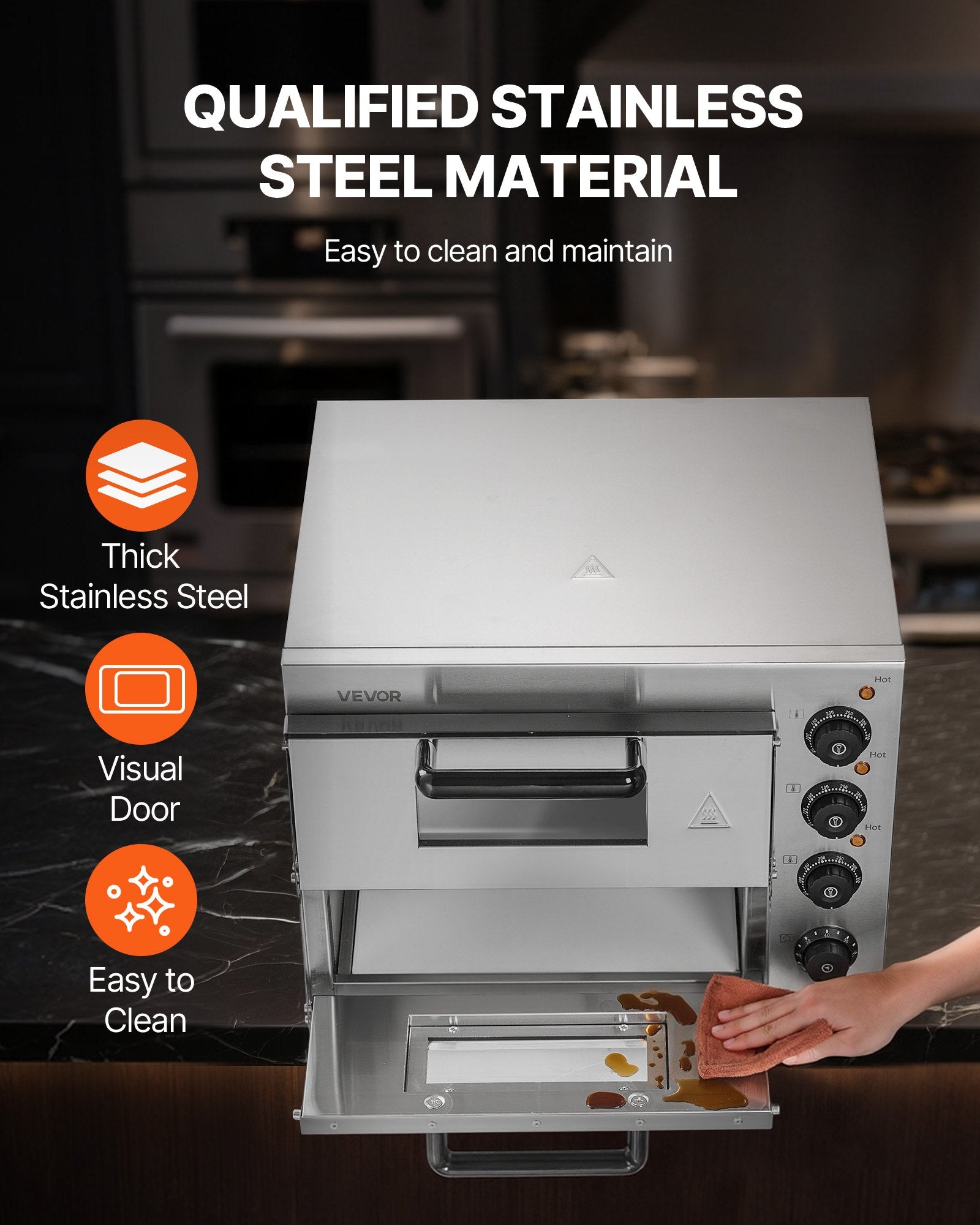 Commercial Pizza Oven Countertop, 14-Inch Double Deck Layer, Stainless Steel Electric Pizza Oven with Stone V952-FMDRPSLSCSXNVZD4XV3