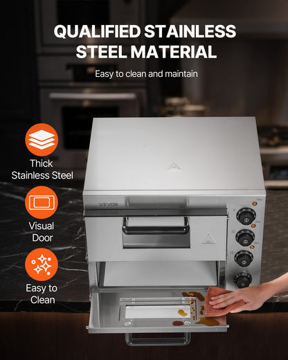 Commercial Pizza Oven Countertop, 14-Inch Double Deck Layer, Stainless Steel Electric Pizza Oven with Stone V952-FMDRPSLSCSXNVZD4XV3