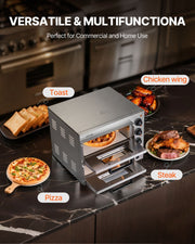 Commercial Pizza Oven Countertop, 14-Inch Double Deck Layer, Stainless Steel Electric Pizza Oven with Stone V952-FMDRPSLSCSXNVZD4XV3