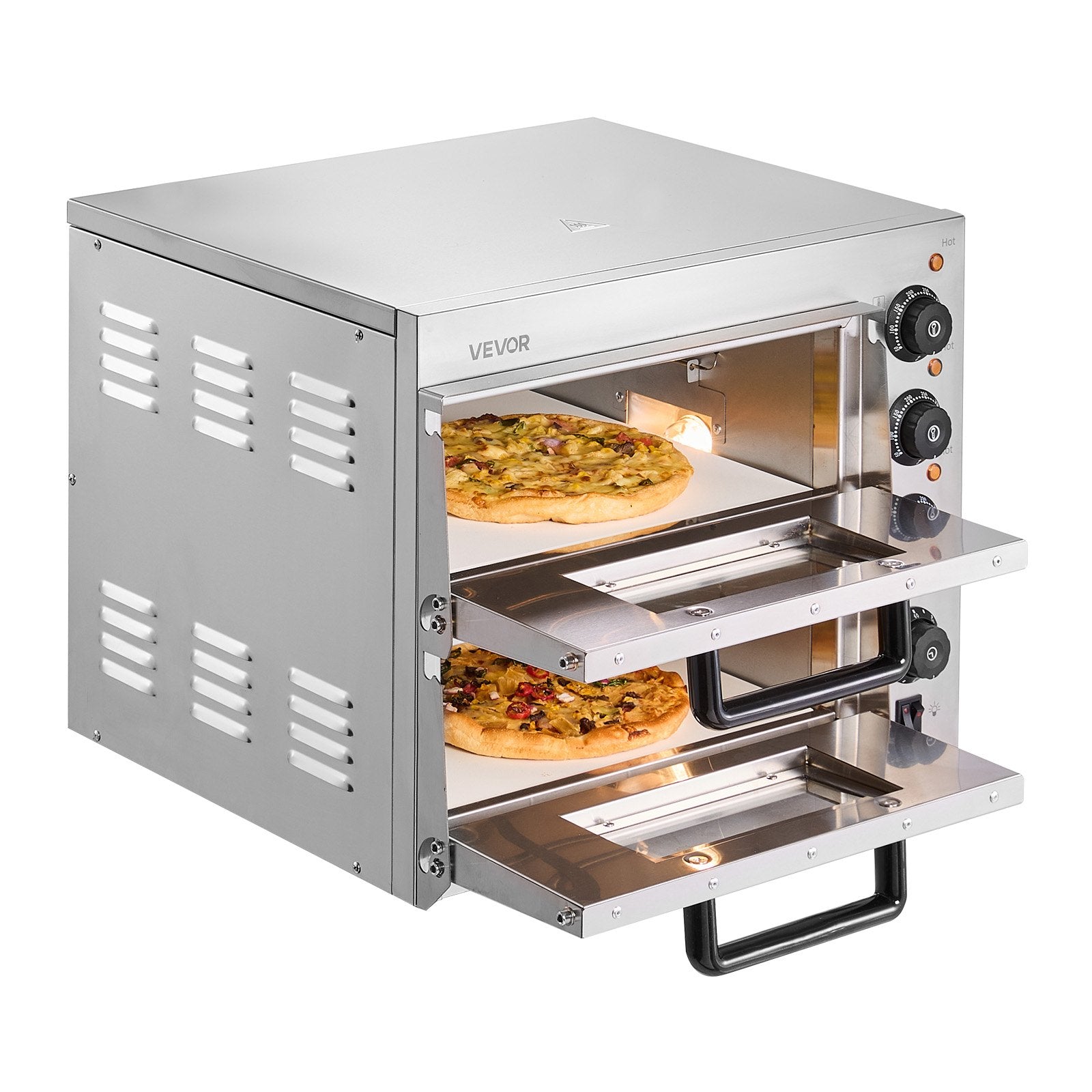 Commercial Pizza Oven Countertop, 14-Inch Double Deck Layer, Stainless Steel Electric Pizza Oven with Stone V952-FMDRPSLSCSXNVZD4XV3