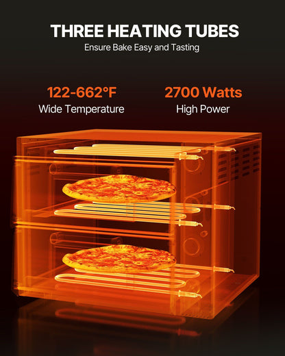 Commercial Pizza Oven Countertop, 16-Inch Double Deck Layers, Stainless Steel Electric Pizza Oven with Stone V952-FMDRPSLSCSXNXR1RGV3