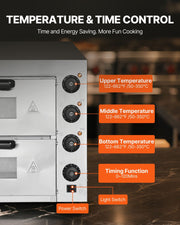 Commercial Pizza Oven Countertop, 16-Inch Double Deck Layers, Stainless Steel Electric Pizza Oven with Stone V952-FMDRPSLSCSXNXR1RGV3