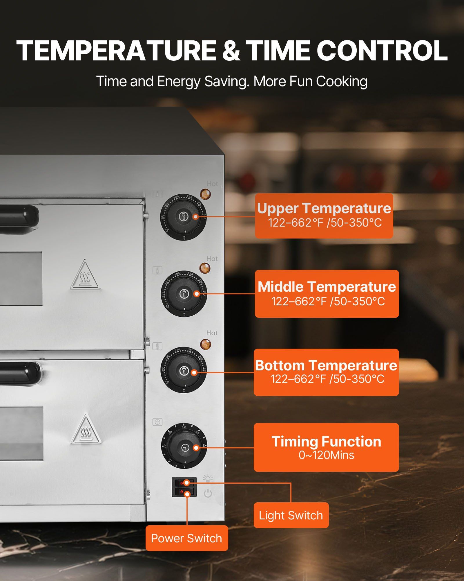 Commercial Pizza Oven Countertop, 16-Inch Double Deck Layers, Stainless Steel Electric Pizza Oven with Stone V952-FMDRPSLSCSXNXR1RGV3