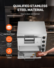 Commercial Pizza Oven Countertop, 16-Inch Double Deck Layers, Stainless Steel Electric Pizza Oven with Stone V952-FMDRPSLSCSXNXR1RGV3