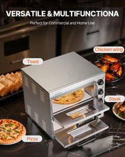 Commercial Pizza Oven Countertop, 16-Inch Double Deck Layers, Stainless Steel Electric Pizza Oven with Stone V952-FMDRPSLSCSXNXR1RGV3