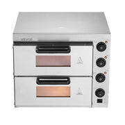 Commercial Pizza Oven Countertop, 16-Inch Double Deck Layers, Stainless Steel Electric Pizza Oven with Stone V952-FMDRPSLSCSXNXR1RGV3