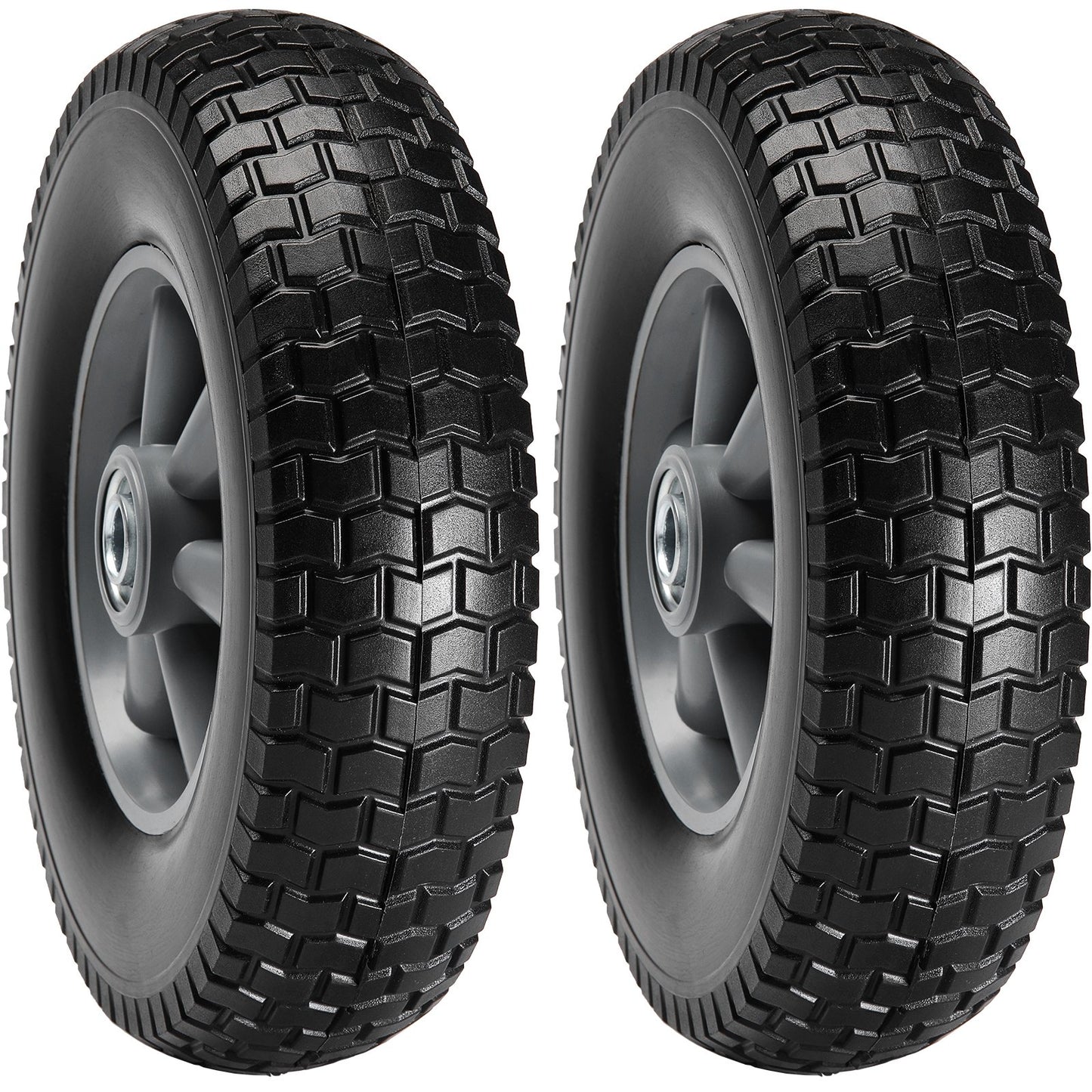 Solid PU Run-Flat Tire Wheel, 254 mm, 2-Pack, 81.6 kg Dynamic Load, 99.8 kg Static Load, Flat Free Tubeless V952-FPLJAZPU180LBKDVKV0