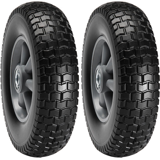 Solid PU Run-Flat Tire Wheel, 254 mm, 2-Pack, 81.6 kg Dynamic Load, 99.8 kg Static Load, Flat Free Tubeless V952-FPLJAZPU180LBKDVKV0