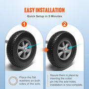 Solid PU Run-Flat Tire Wheel, 254 mm, 2-Pack, 81.6 kg Dynamic Load, 99.8 kg Static Load, Flat Free Tubeless V952-FPLJAZPU180LBKDVKV0