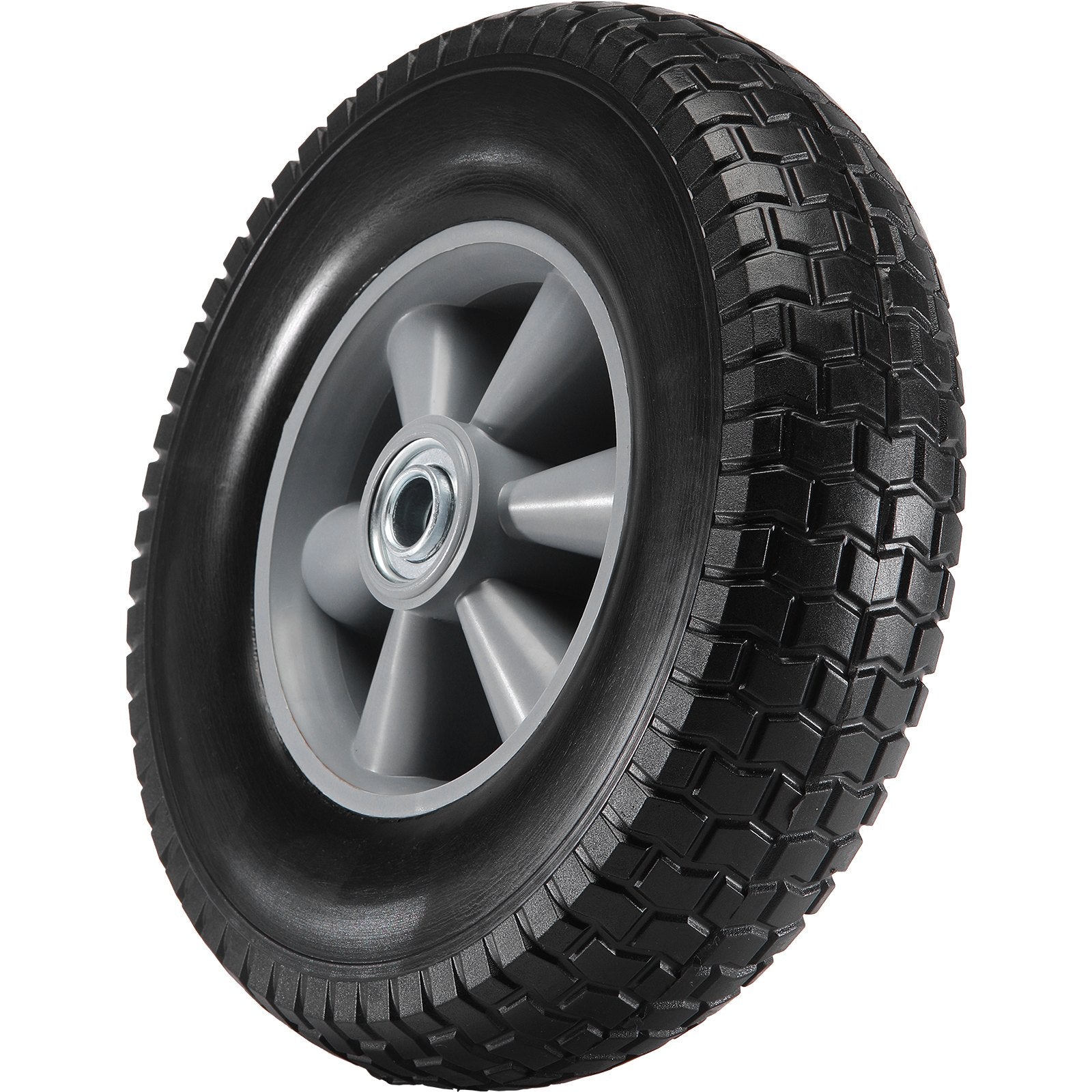 Solid PU Run-Flat Tire Wheel, 254 mm, 2-Pack, 81.6 kg Dynamic Load, 99.8 kg Static Load, Flat Free Tubeless V952-FPLJAZPU180LBKDVKV0