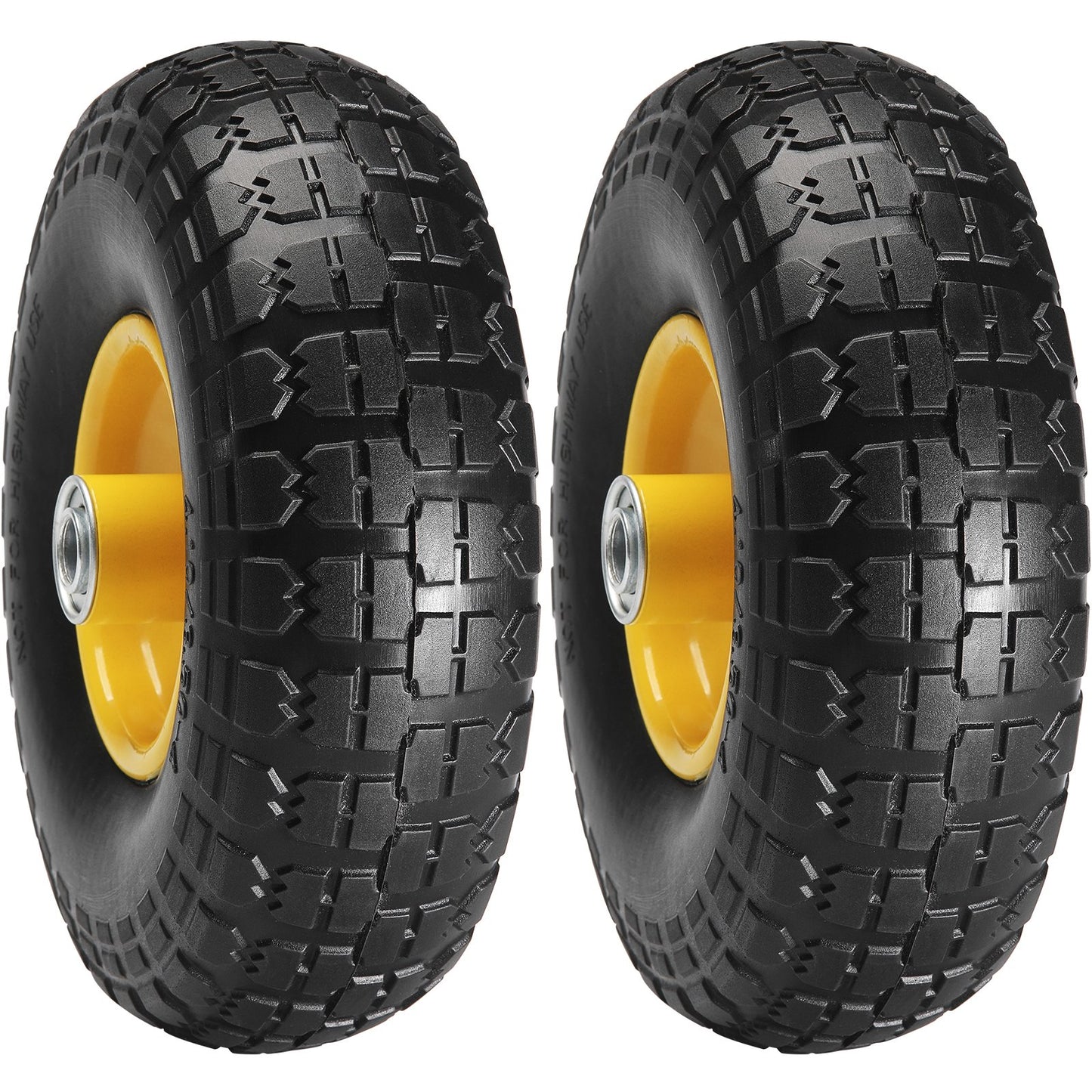 Solid PU Run-Flat Tire Wheel, 254 mm, 2-Pack, 181.4 kg Dynamic Load, 204.1 kg Static Load, Flat Free Tubeless V952-FPLJAZPU400LBUE89V0