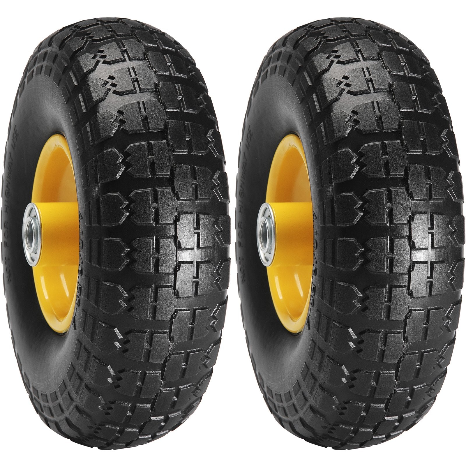 Solid PU Run-Flat Tire Wheel, 254 mm, 2-Pack, 181.4 kg Dynamic Load, 204.1 kg Static Load, Flat Free Tubeless V952-FPLJAZPU400LBUE89V0
